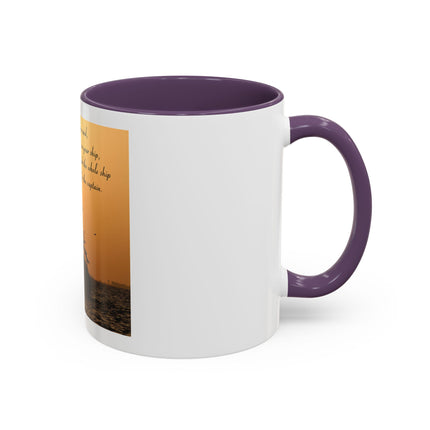 Shipwreck Sunset Coffee Mug — "Be Careful Who You Let On Your Ship" Inspirational Accent Mug