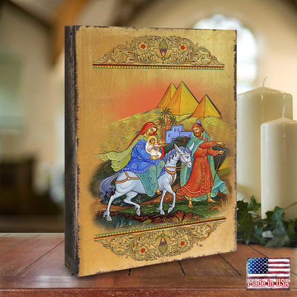 Flight to Egypt Wooden Gold Plated Religious Orthodox Sacred Icon - Inspirational Icon Decor - 85016-1