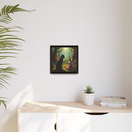 Fairy and Black Cat Forest Canvas – Framed Matte Wall Art