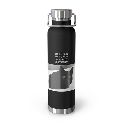 ‘No Worries Only Meow’ – 22oz Copper Bottle for Cat Lovers
