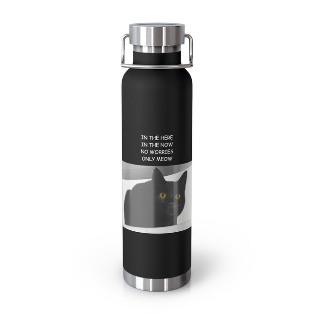 ‘No Worries Only Meow’ – 22oz Copper Bottle for Cat Lovers