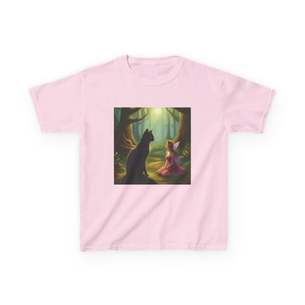 Kids Tee — Fairy Princess and Cat Forest Illustration