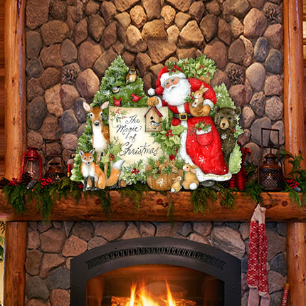 Woodland Playing Santa Door Decor by Susan Winget - Christmas Santa and Snowman Decor - 8471103H-SW-2