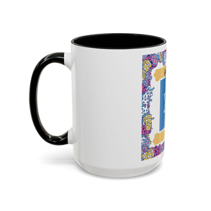 Hanukkah Star of David Accent Coffee Mug — Festive Dreidel Border 11/15oz