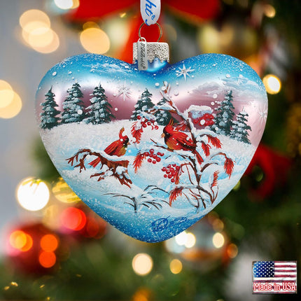 Winter Birds Heart Glass Ornament by G. DeBrekht - Christmas Decor - 73152-0