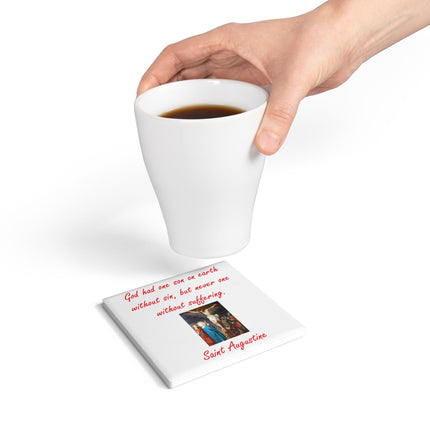 Religious Ceramic Coaster - Saint Augustine Inspirational Quote