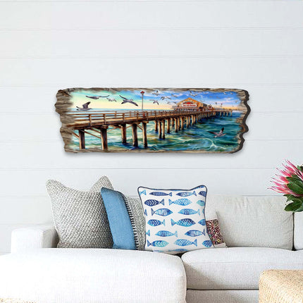 Pier Panorama Wooden Wall Art by G. DeBrekht Coastal Decor - 8491103W-1