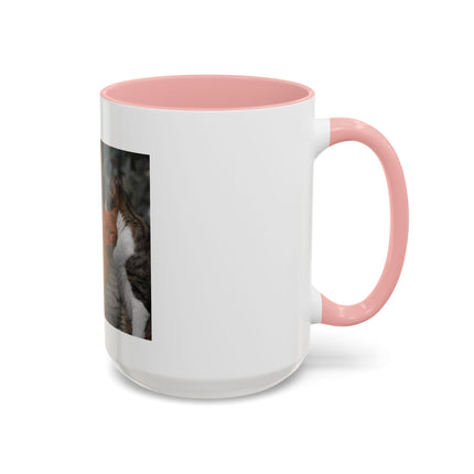 Coffee Mug — "Real Men Love Cats" Accent Ceramic Mug with Cat Photo (11/15 oz)