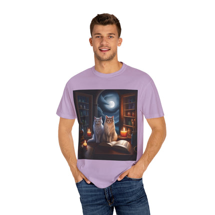 Magical Cats T-Shirt – Cozy Night Reading – Unisex Garment-Dyed