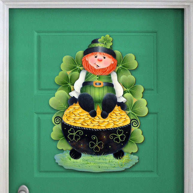 Lepricon's Pot Full of Gold Spring Door Decor by Jamie Mills-Price - Celtic Decor - 8457707H-MP-0