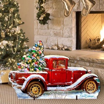 Old Fashion Truck Christmas Outdoor Yard Sign by D. Gelsinger - Christmas Santa Snowman Décor - 8461039F-1701-1