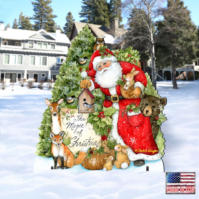 Woodland Santa Playing Christmas Outdoor Dcor by Susan Winget - Christmas Santa Snowman Dcor - 8471103F-SW-0