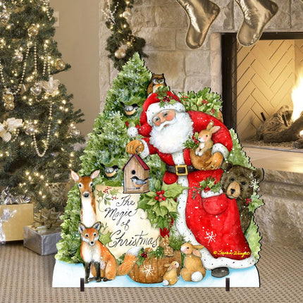 Woodland Santa Playing Christmas Outdoor Dcor by Susan Winget - Christmas Santa Snowman Dcor - 8471103F-SW-1