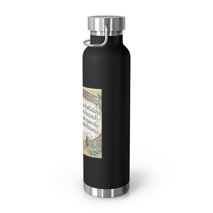Inspirational Copper Insulated Water Bottle - 22oz with Blessing Design