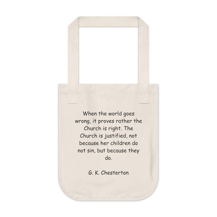 Organic Canvas Tote Bag - Chesterton Quote, Eco-Friendly Gift