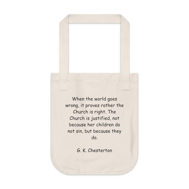 Organic Canvas Tote Bag - Chesterton Quote, Eco-Friendly Gift