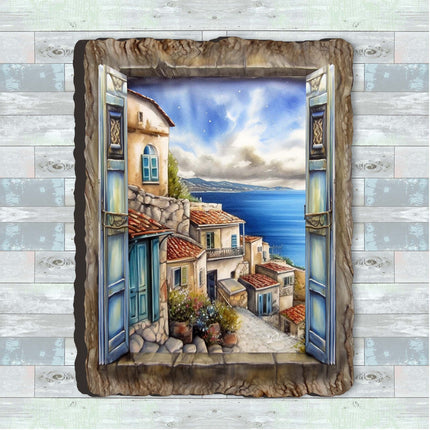 Coastal Town Window Wall Art by G. DeBrekht Coastal Décor - 8492107W-3