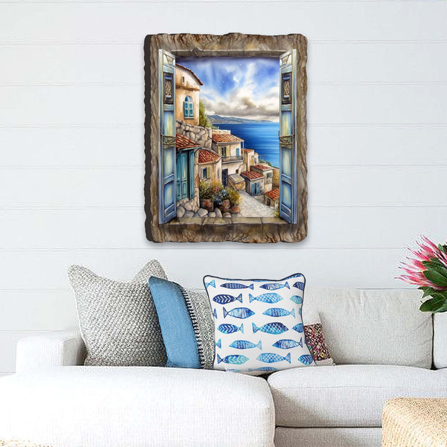 Coastal Town Window Wall Art by G. DeBrekht Coastal Décor - 8492107W-0