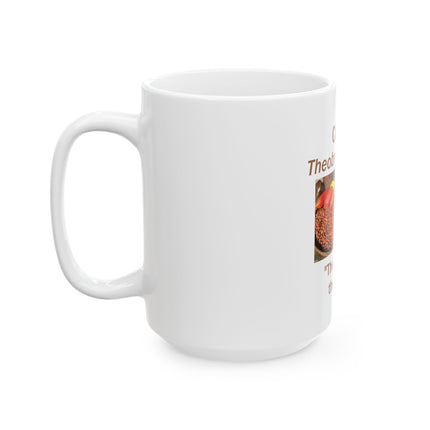 Cacao "The Food of the Gods" Ceramic Mug – Botanical Chocolate Lover Gift (11oz/15oz)