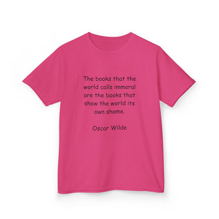 Oscar Wilde Kids Tee – “Books & Shame” Quote – Heavy Cotton T-Shirt