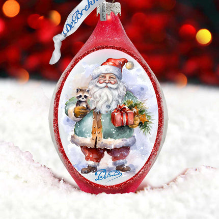 Santa Claus Presents Drop Glass Ornament by G. Debrekht - Christmas Santa Snowman Decor - 757-045-1