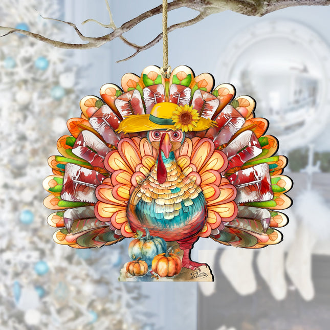Thanksgiving Turkey Wooden Ornaments by G. DeBrekht Thanksgiving Decor - 8611055-0