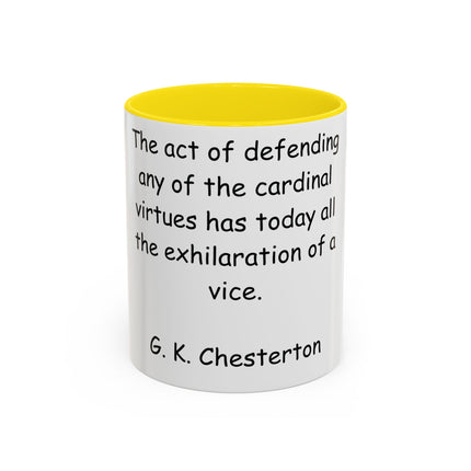 Defend Virtue Mug – 11oz Accent Ceramic | G.K. Chesterton Quote