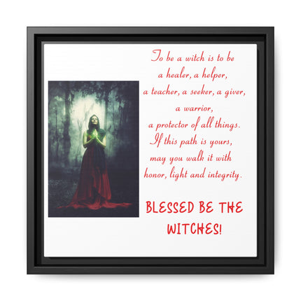 Blessed Be the Witches Framed Canvas Art — Witchy Inspirational Quote Wall Decor