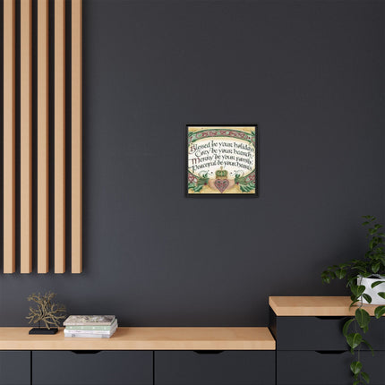 Framed Holiday Blessing Matte Canvas — "Blessed be your holidays" Celtic Wall Art