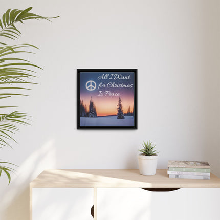 Framed Canvas Wall Art — "All I Want for Christmas Is Peace" Winter Landscape