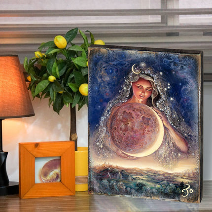 Moon Goddess Fantasy Wooden Wall Art by Josephine Wall - Fantasy Décor - 852119-JW-4