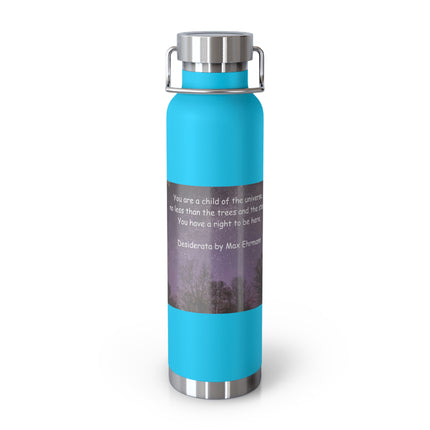 Inspirational Copper Insulated Water Bottle - 22oz with Motivational Quote