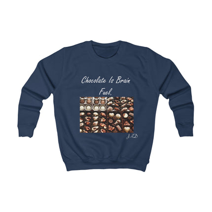Kids Sweatshirt - "Chocolate Is Brain Fuel" Candy Photo Graphic