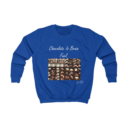 Kids Sweatshirt - "Chocolate Is Brain Fuel" Candy Photo Graphic