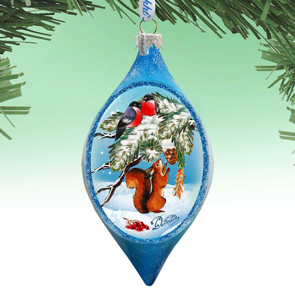 Squirrel and Birds Ball Glass Ornament by G. DeBrekht - 73451-1