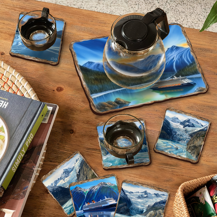 Cruise Ship Wooden Cork Placemat and Coasters Gift Set of 7 by Nature Wonders Nature Wildlife Décor  - 85410C-S7-1
