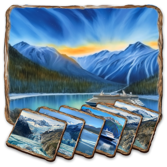 Cruise Ship Wooden Cork Placemat and Coasters Gift Set of 7 by Nature Wonders Nature Wildlife Décor  - 85410C-S7-0