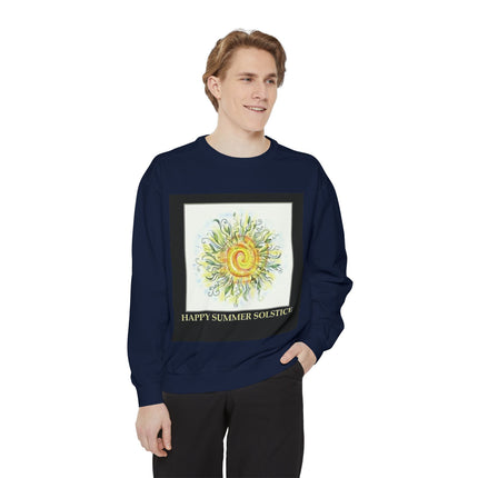 Happy Summer Solstice Unisex Sweatshirt - Cozy Garment-Dyed Apparel for Seasonal Celebrations