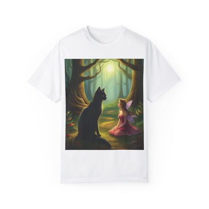 Whimsical Fairy & Cat Tee – Nature-Inspired Unisex Graphic Shirt