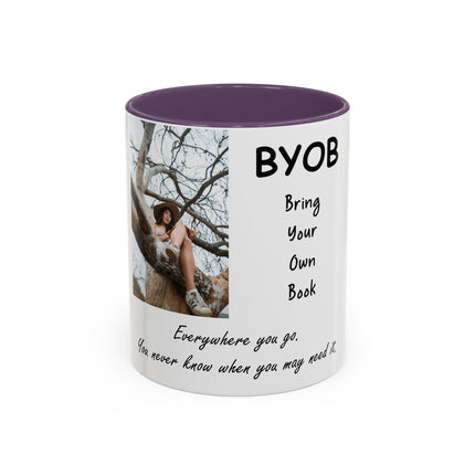 BYOB Accent Mug – “Bring Your Own Book” – 11oz Ceramic for Book Lovers