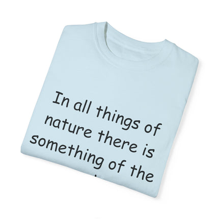Aristotle Quote Tee – Unisex Garment-Dyed Shirt on Nature & Wonder