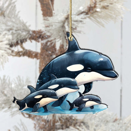 Orca's Family Wooden Ornaments by G.Debrekht - Wildlife Holiday Decor - 8710102-2-2