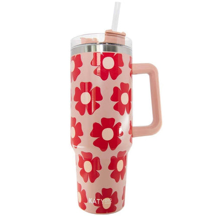 Large Thermal Insulated Water Cup (1200ml) with Straw – Stylish Patterns-3