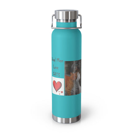 Cat Lover 22oz Insulated Water Bottle — 'Real Men Love Cats' Red Vacuum Flask