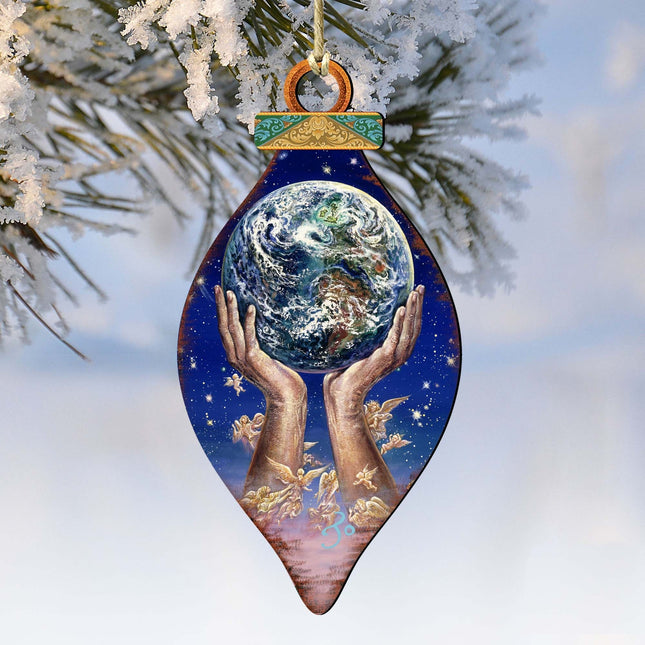 World in my Hands Wooden Ornaments by Josephine Wall - Christmas Decor - 845131-JW-0