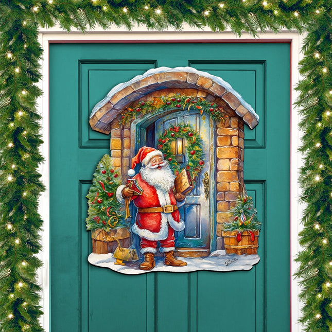 Joyful Moments at the Doorstep Holiday Door Decor  by G. Debrekht - Christmas Santa Snowman Décor - 8611046H-0