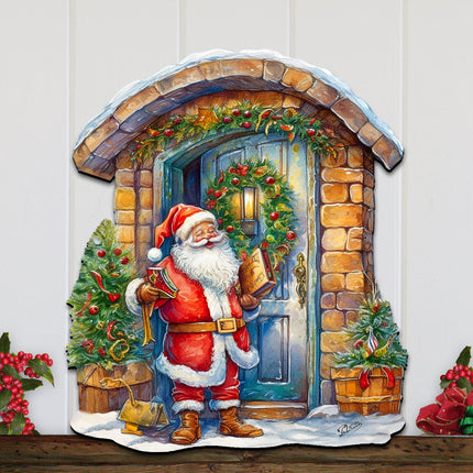 Joyful Moments at the Doorstep Holiday Door Decor  by G. Debrekht - Christmas Santa Snowman Décor - 8611046H-1