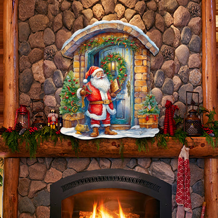 Joyful Moments at the Doorstep Holiday Door Decor  by G. Debrekht - Christmas Santa Snowman Décor - 8611046H-3