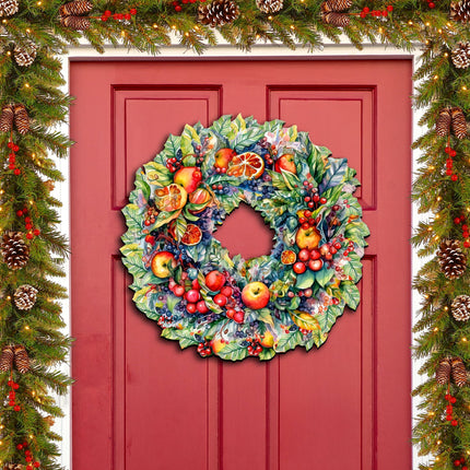 Summer Harvest Fruit Wreath Holiday Door Decor by G. Debrekht - Fall Halloween Decor - 8611071H-1