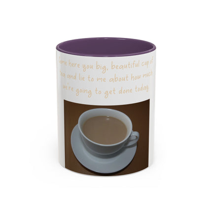 Funny Tea Mug – “Lie to Me” Motivational Accent Ceramic – 11oz